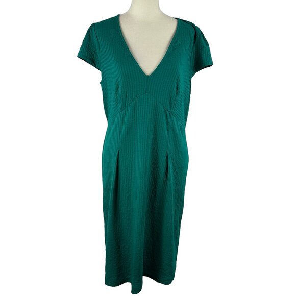 Like new BODEN Seersucker Jersey Tea Dress in Bright Emerald Size 8R - Picture 2 of 12